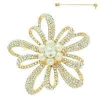 FLOWER LOOP CRYSTAL BROOCH PIN